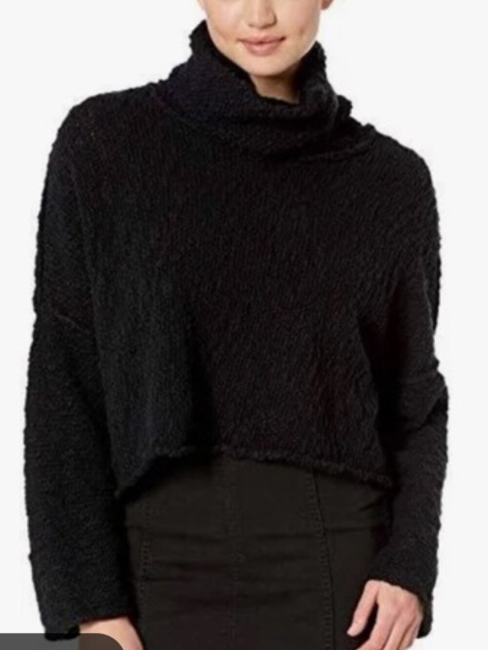 Free People Big Easy Cowl Neck Black Sweater Size: X-Small